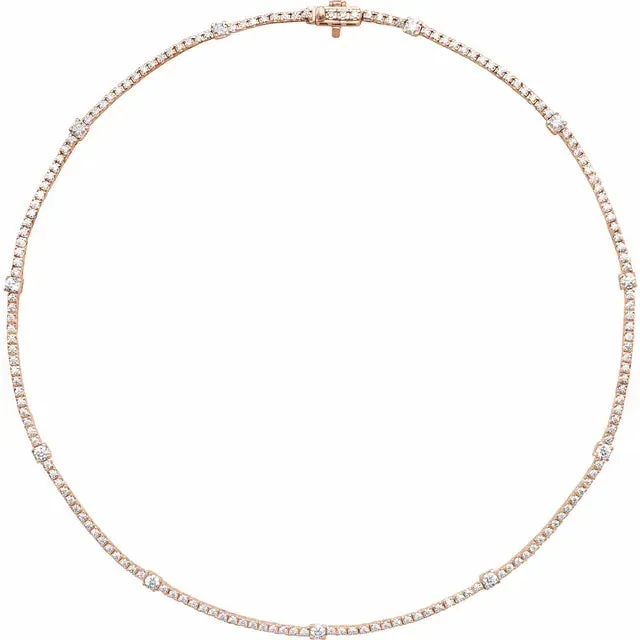 Lab-Grown Station Tennis Necklace
