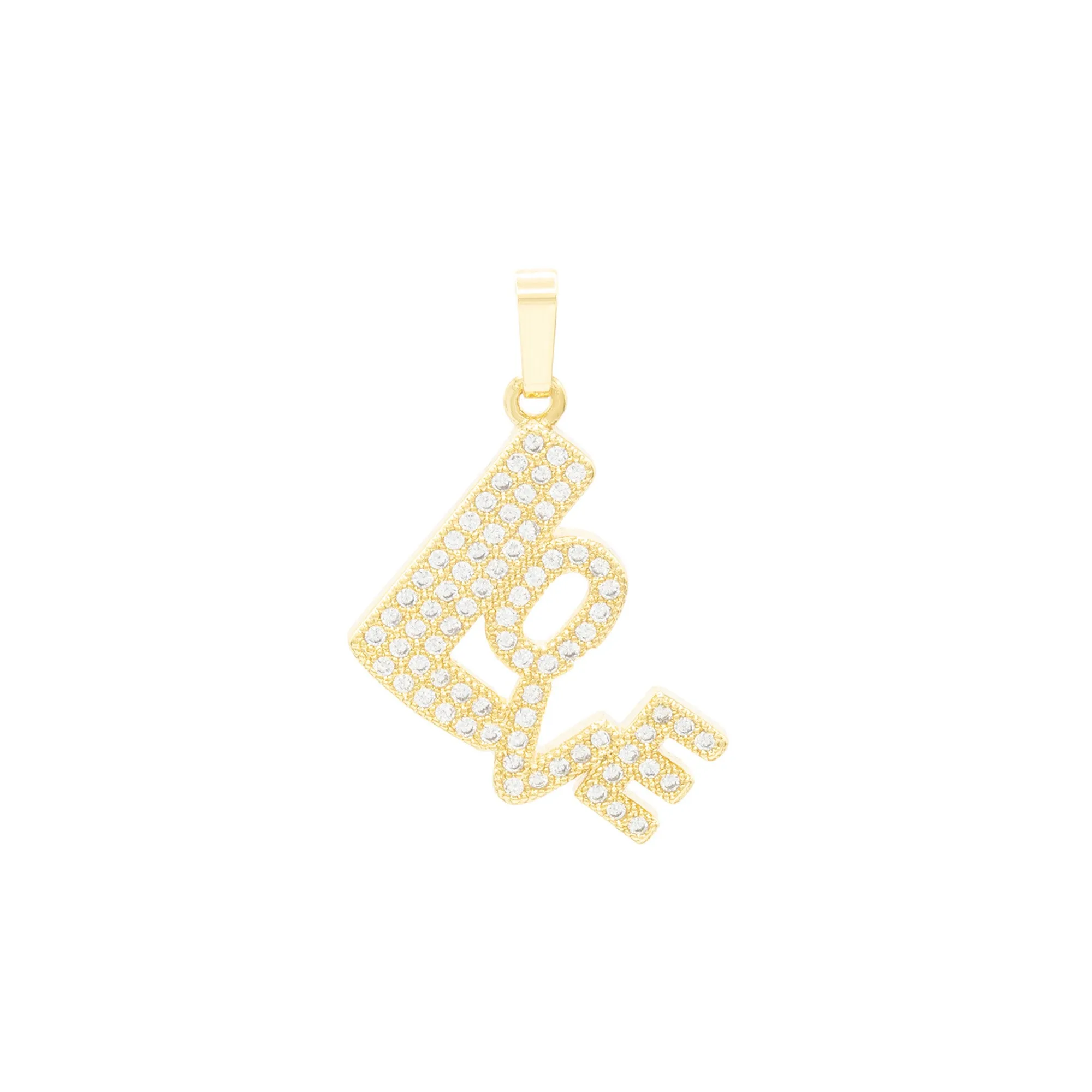 Love Pendant 14K Anklet Gold Filled Cubic Zirconia 10" Women Jewelry