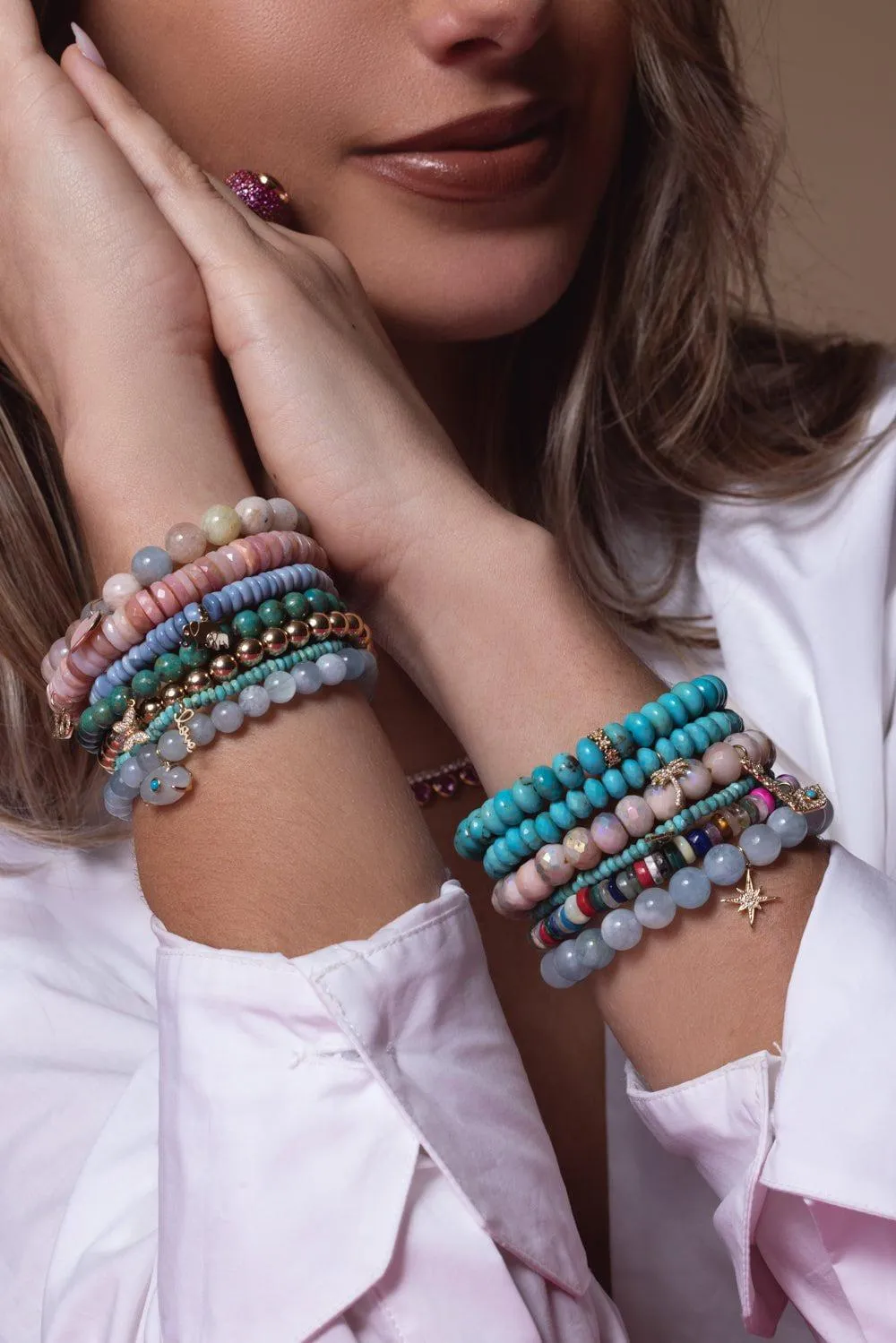 Love Pink Opal Charm Bracelet