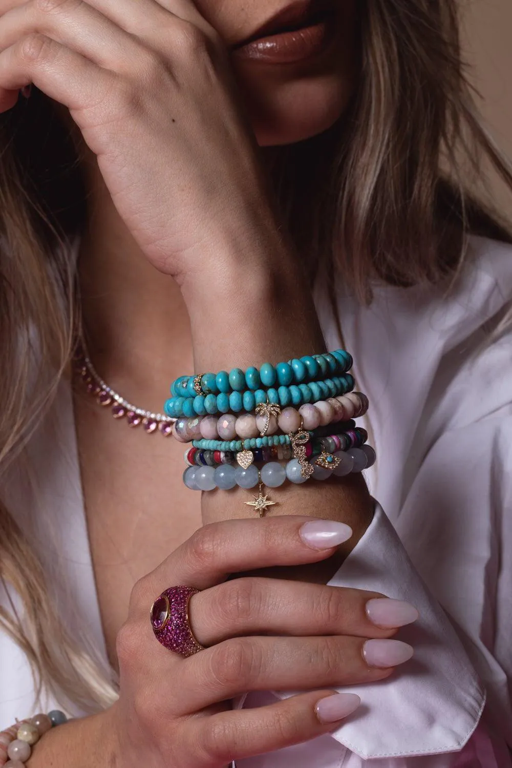 Love Pink Opal Charm Bracelet