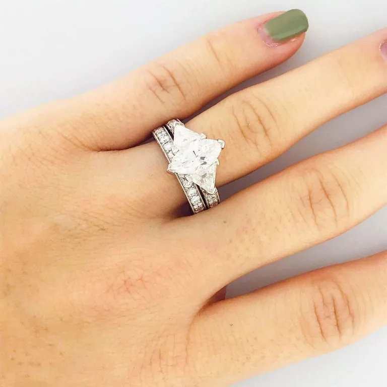 Marquise & Trillion Diamond Three-Stone Engagement Ring