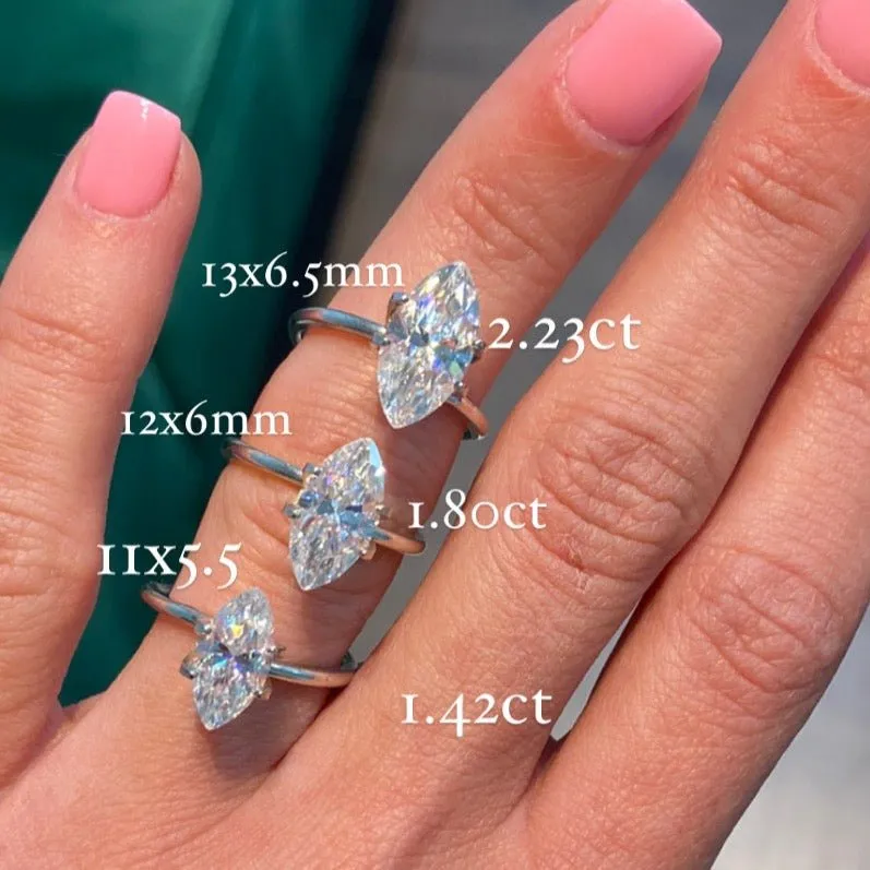 Marquise Moissanite Solitaire Engagement Ring
