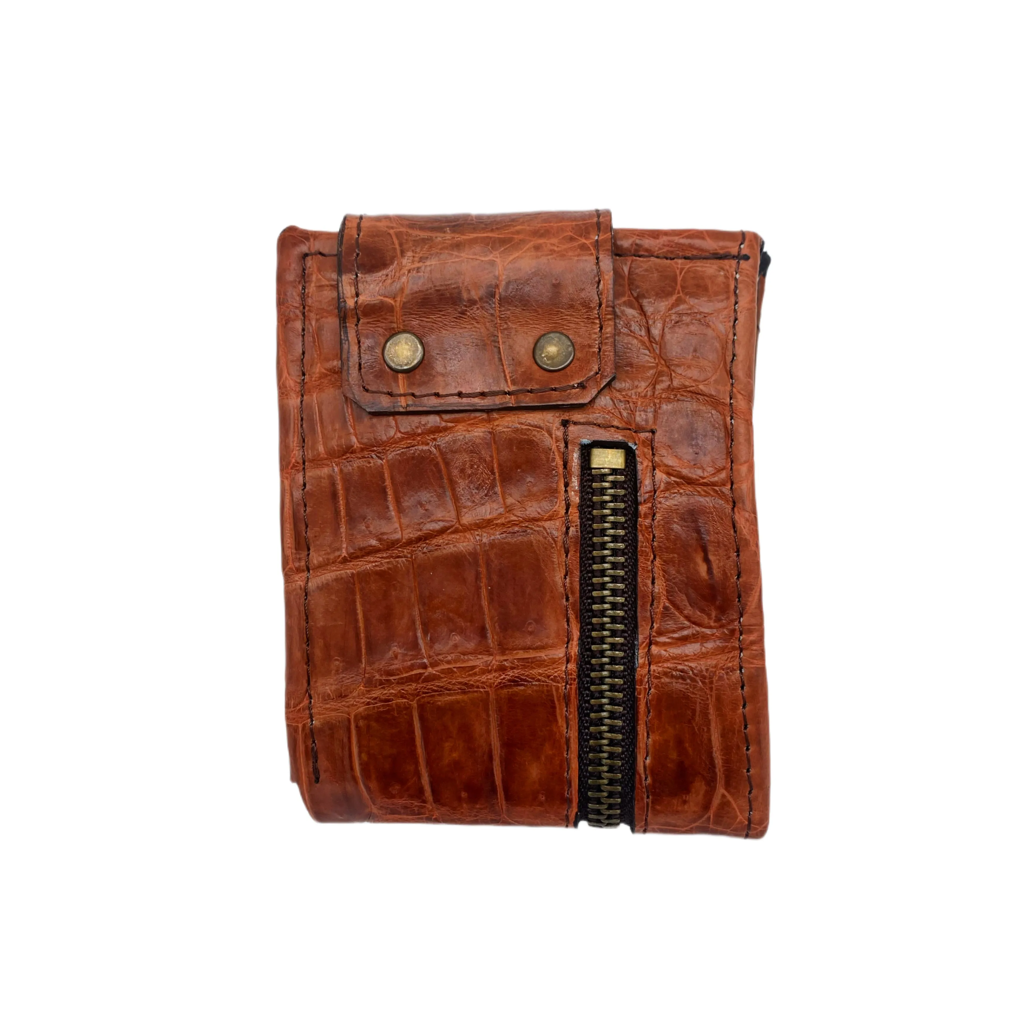 Men's Fasten Genuine Alligator Front Zipper Wallet