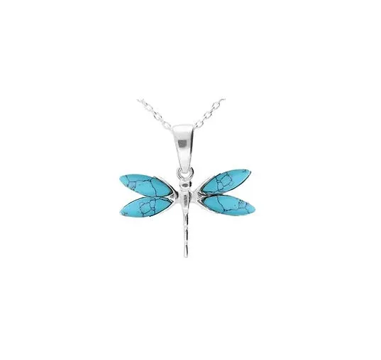 MILENA Baltic Amber Dragonfly - Turquoise Necklace