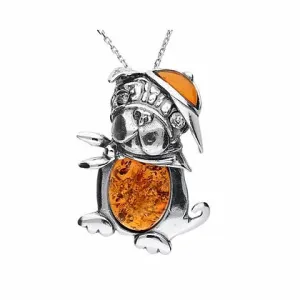 MILENA Necklace Silver and Amber Dog