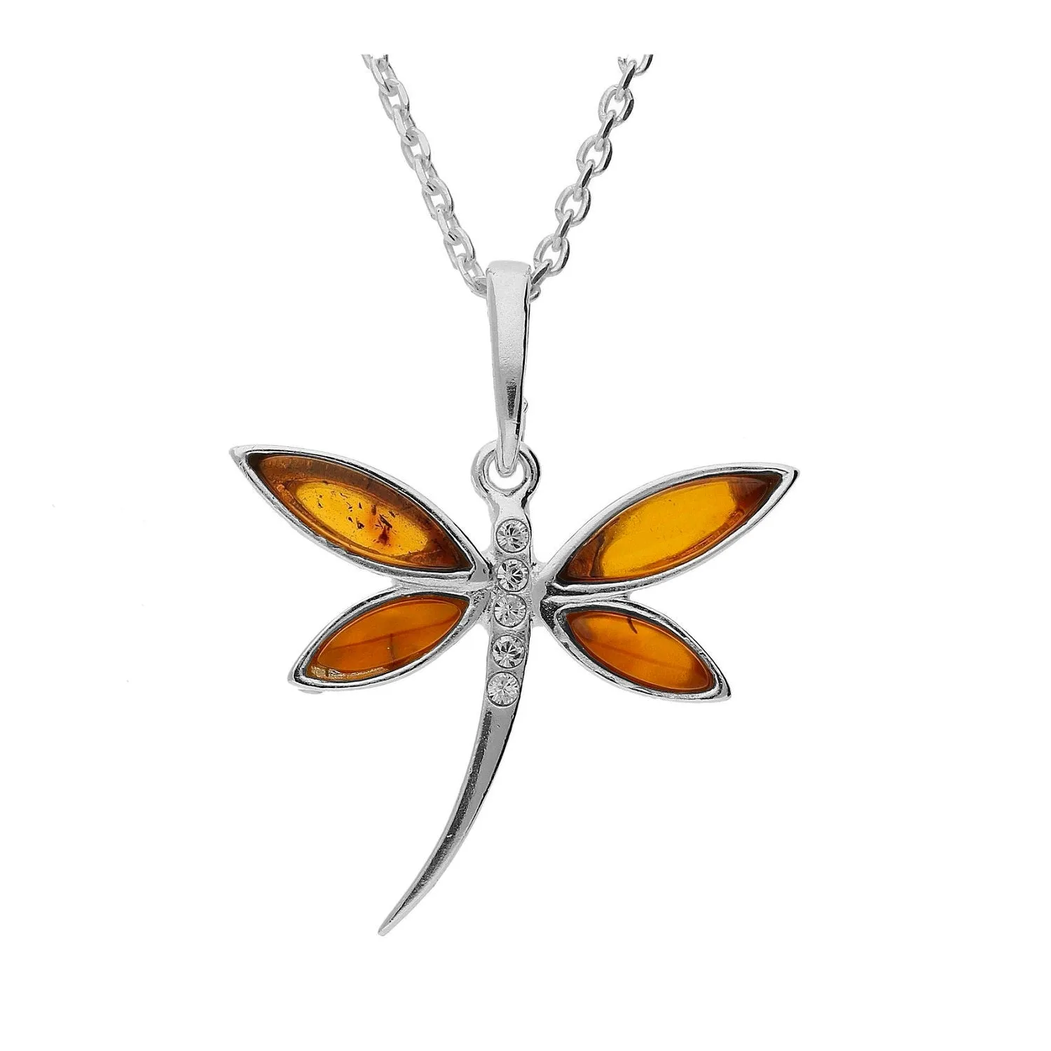 MILENA necklace Silver and Amber Dragonfly