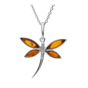 MILENA necklace Silver and Amber Dragonfly