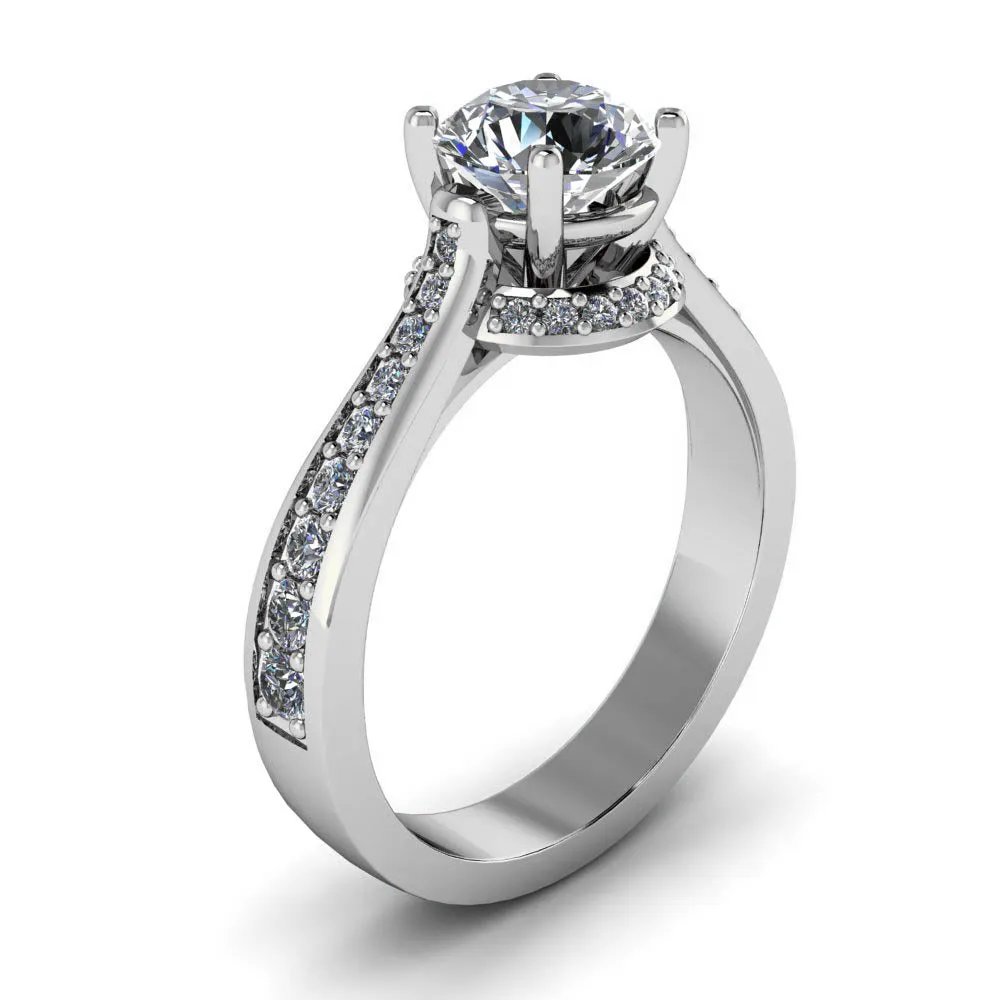 Moissanite Diamond Engagement Ring Forever One Center - Aura
