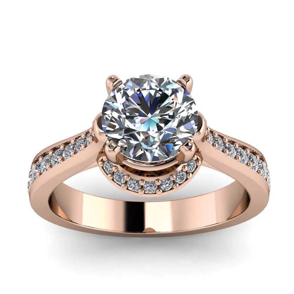 Moissanite Diamond Engagement Ring Forever One Center - Aura