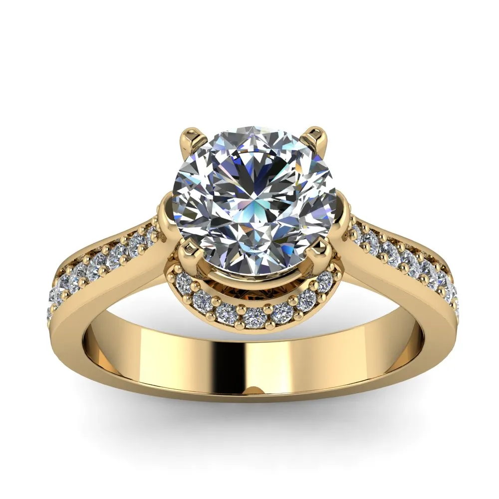 Moissanite Diamond Engagement Ring Forever One Center - Aura