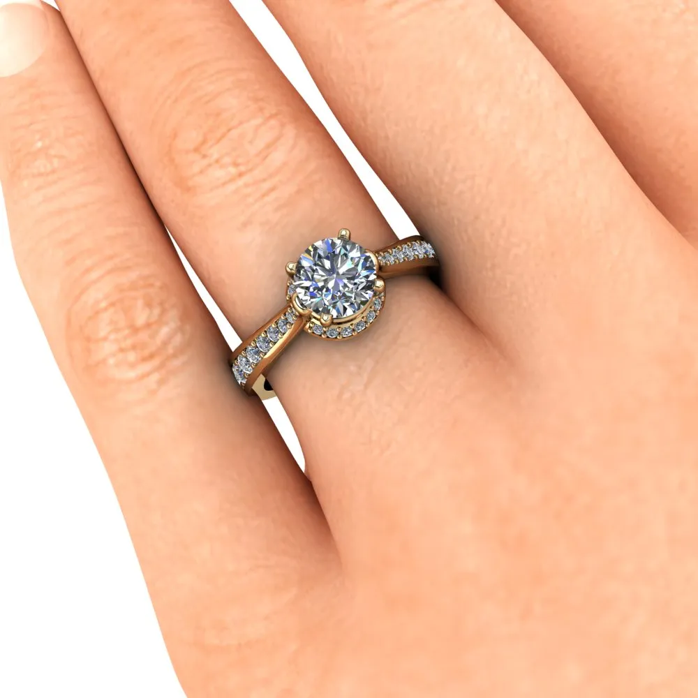 Moissanite Diamond Engagement Ring Forever One Center - Aura