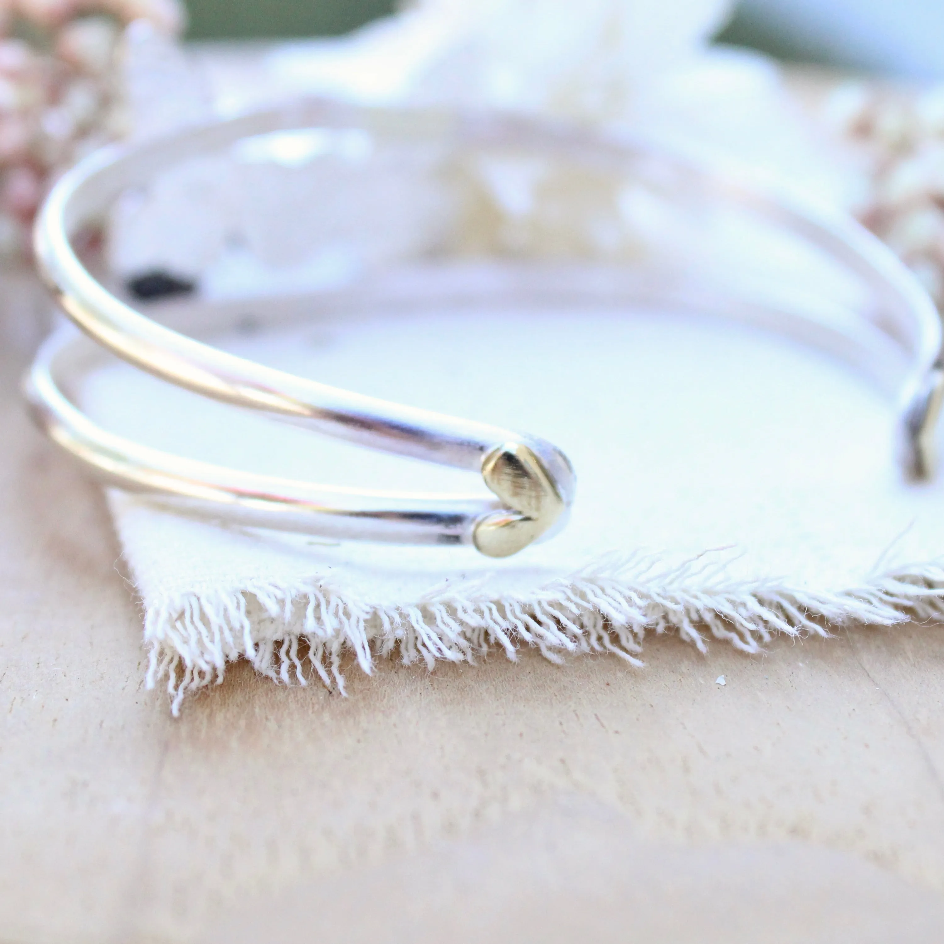 Monarch Butterfly With an Opal Heart Cuff Bracelet