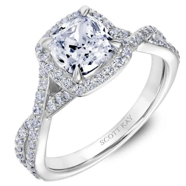 Namaste Cushion Halo Engagement Ring