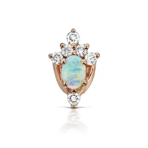 Opal and Diamond MT Tiara Earstud by Maria Tash in 18K Rose Gold. Butterfly Stud.