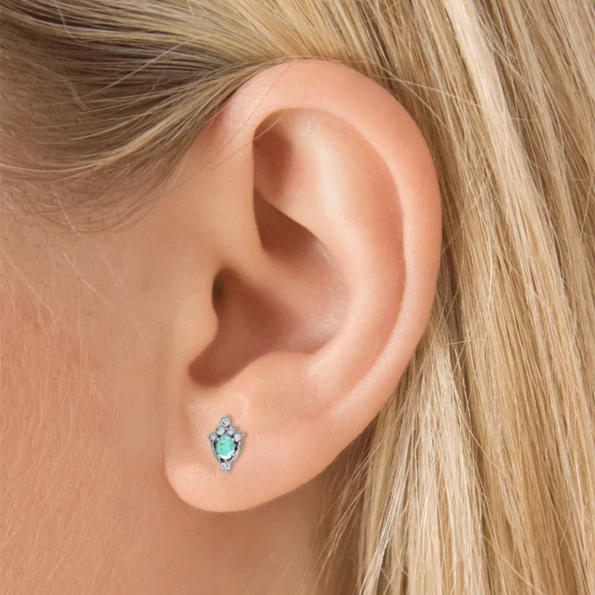 Opal and Diamond MT Tiara Earstud by Maria Tash in 18K Rose Gold. Butterfly Stud.