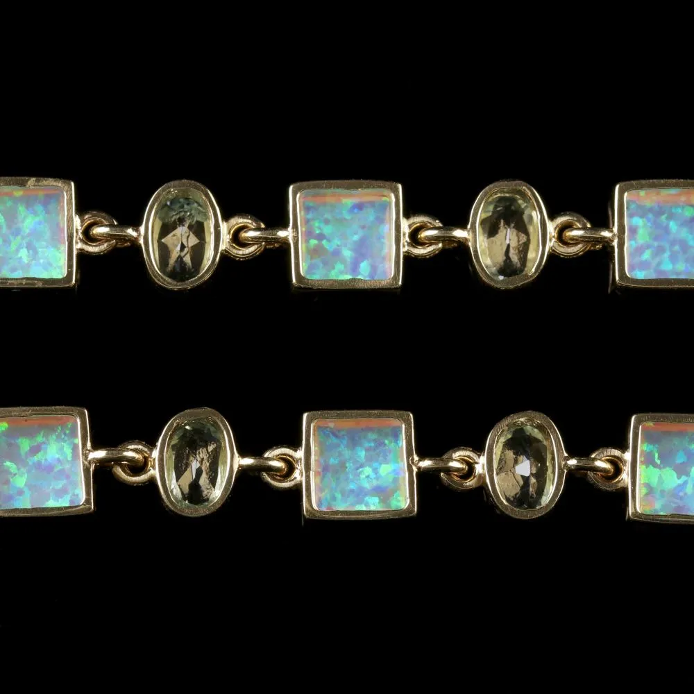 Opal Blue Topaz Gold Bracelet 9Ct Gold