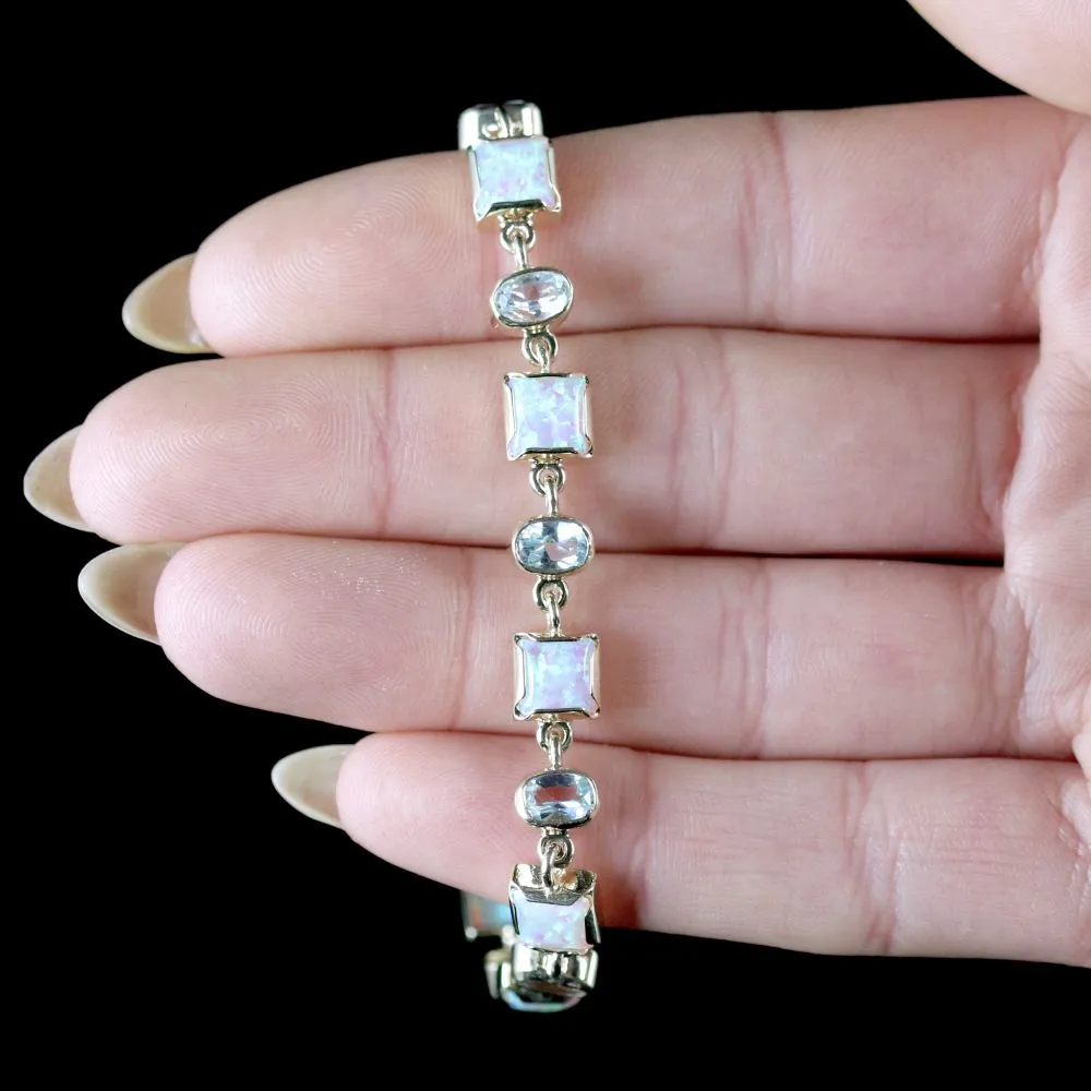 Opal Blue Topaz Gold Bracelet 9Ct Gold