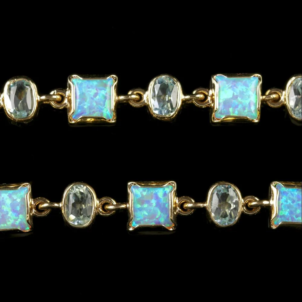 Opal Blue Topaz Gold Bracelet 9Ct Gold