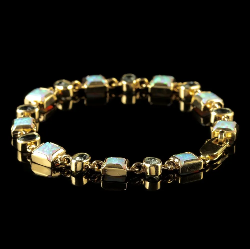 Opal Blue Topaz Gold Bracelet 9Ct Gold