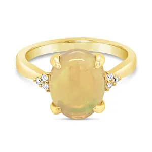 Opal Diamond Dress Ring White Opal