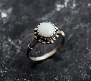 Opal Flower Ring - Solitaire Opal Ring - Boho Statement Ring