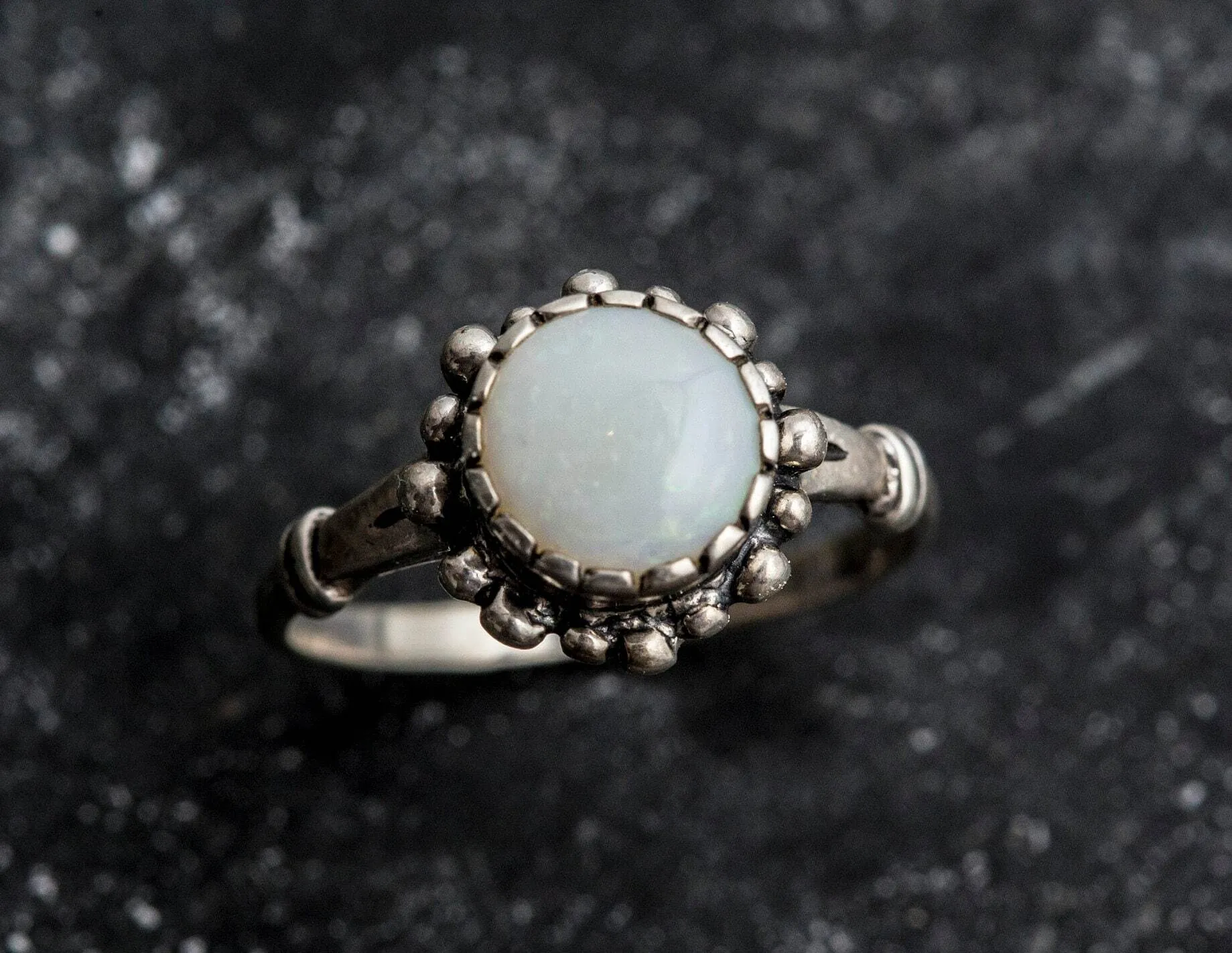 Opal Flower Ring - Solitaire Opal Ring - Boho Statement Ring