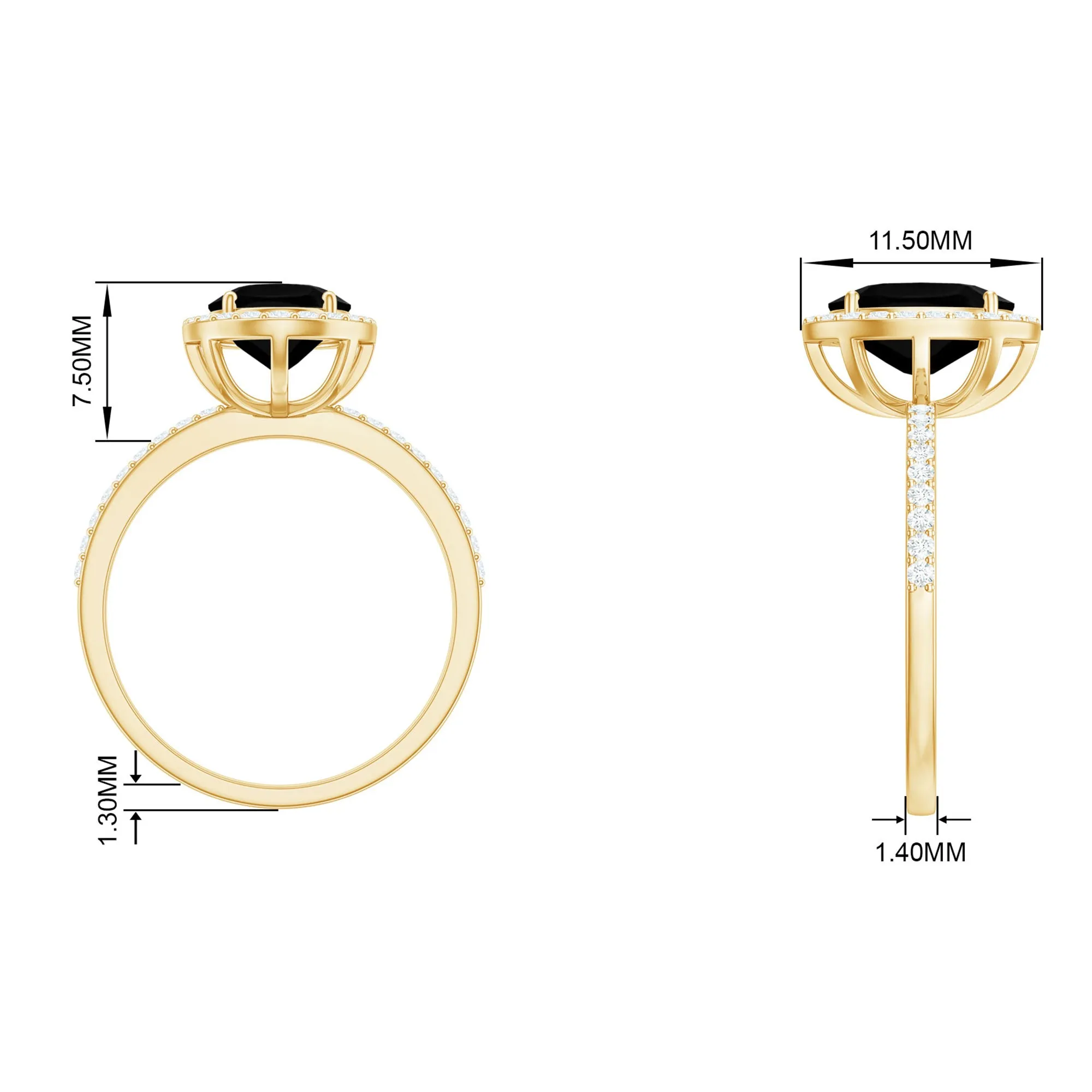 Oval Black Spinel and Diamond Classic Halo Engagement Ring