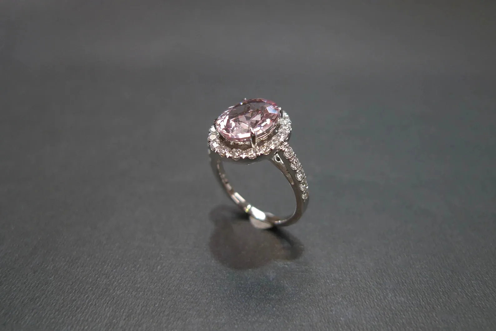Oval Cut Morganite and Diamond Ring in White Gold