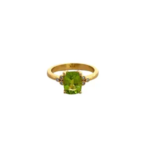 Oval Peridot & Diamond Trio Ring
