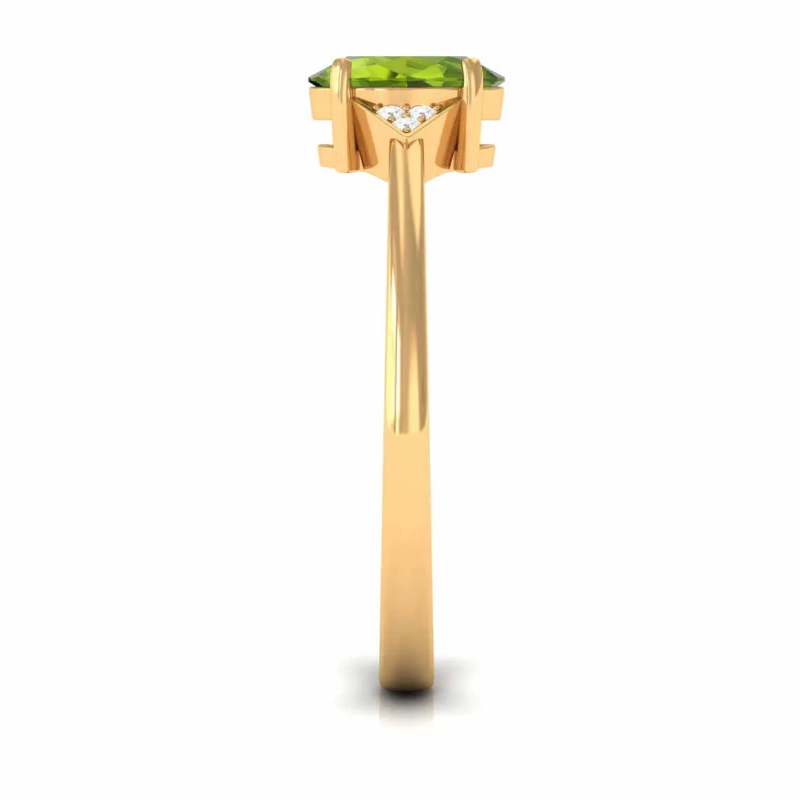 Oval Peridot Solitaire Ring with Diamond Accent