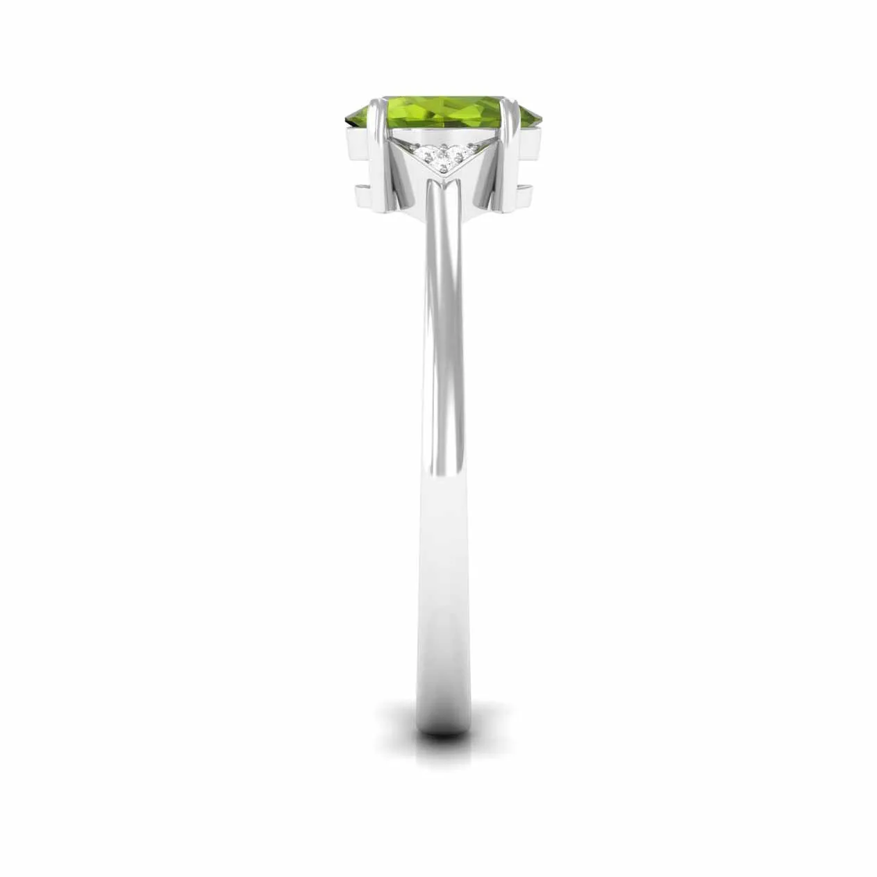 Oval Peridot Solitaire Ring with Diamond Accent
