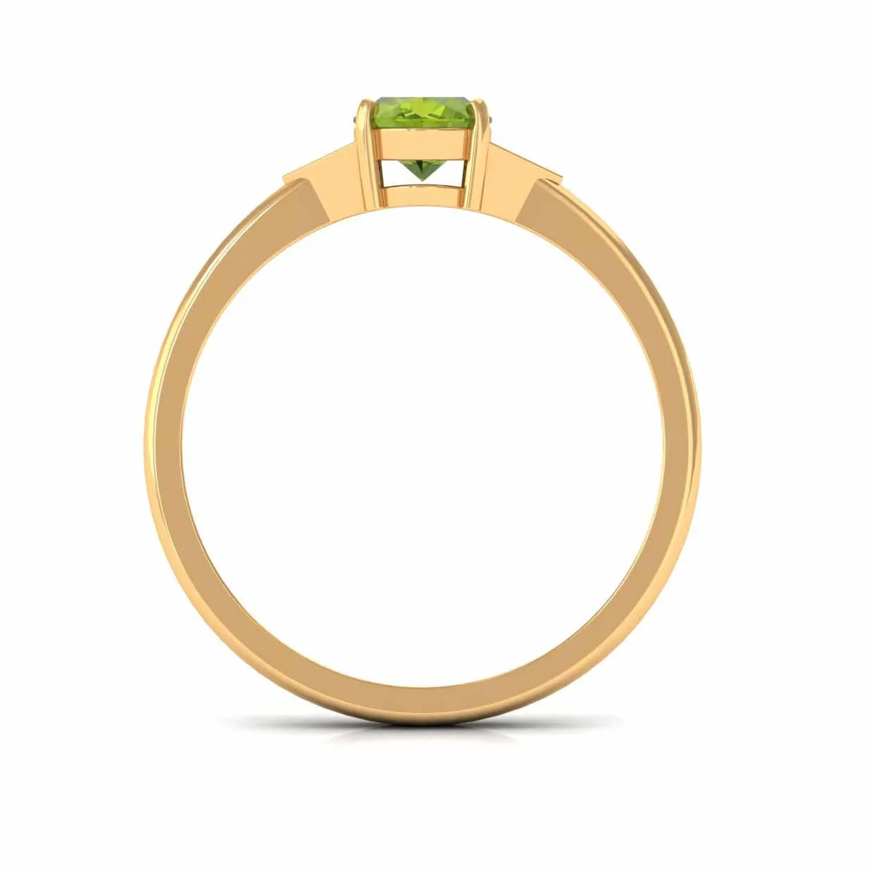 Oval Peridot Solitaire Ring with Diamond Accent
