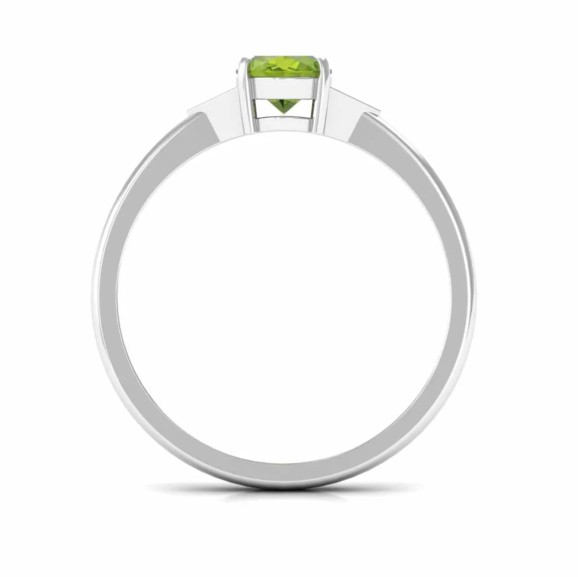 Oval Peridot Solitaire Ring with Diamond Accent
