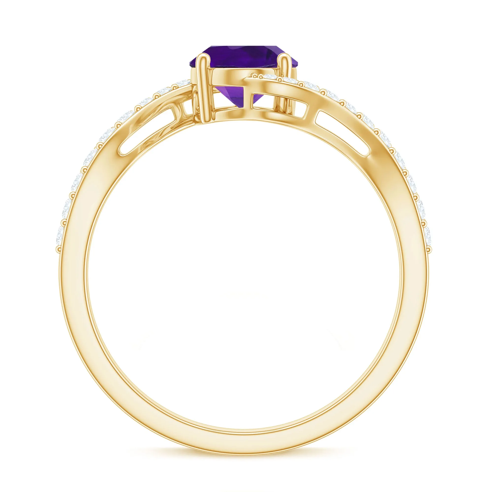 Oval Solitaire Amethyst Engagement Ring with Diamond
