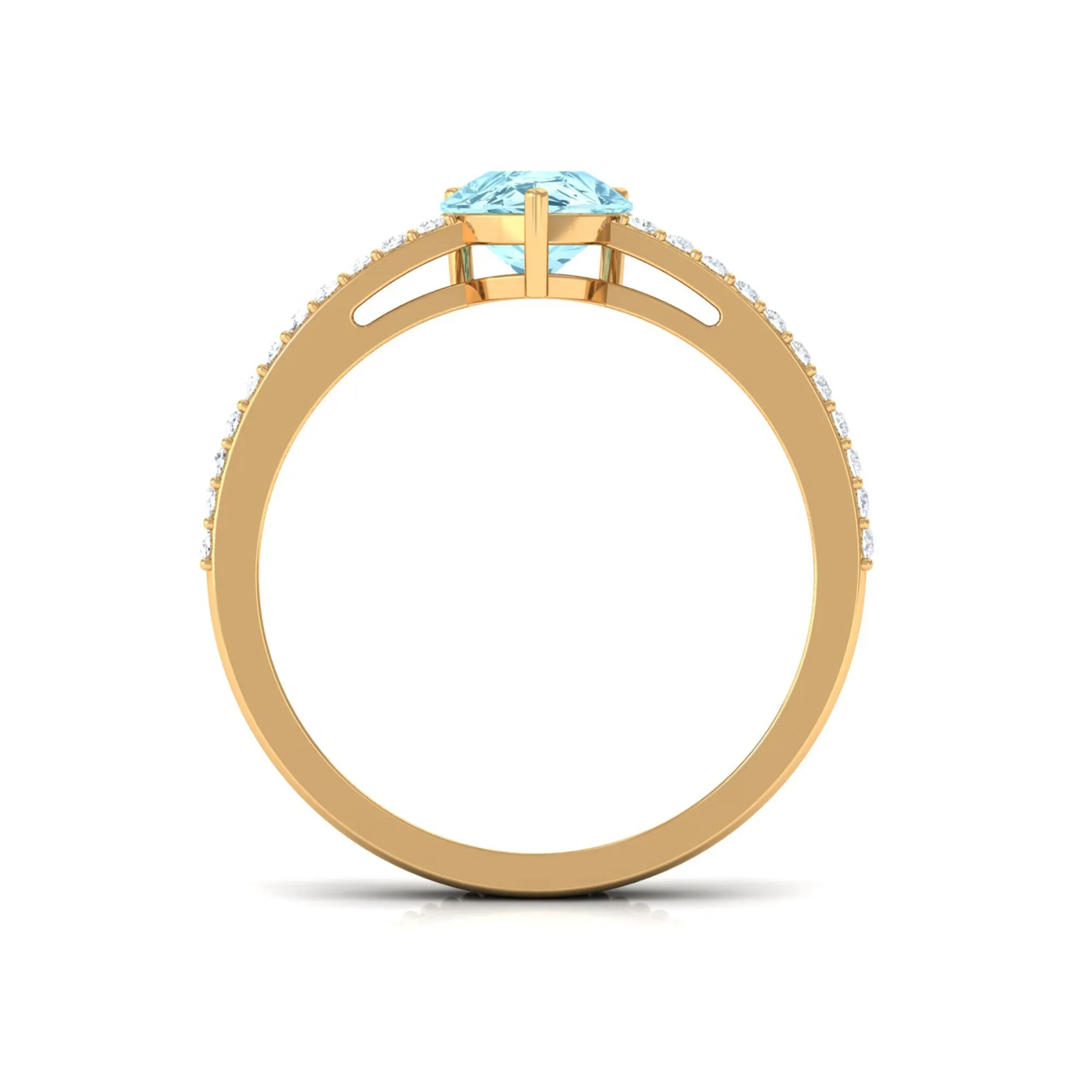 Pear Shape Aquamarine and Diamond Solitaire Ring with Twisted Rope Details