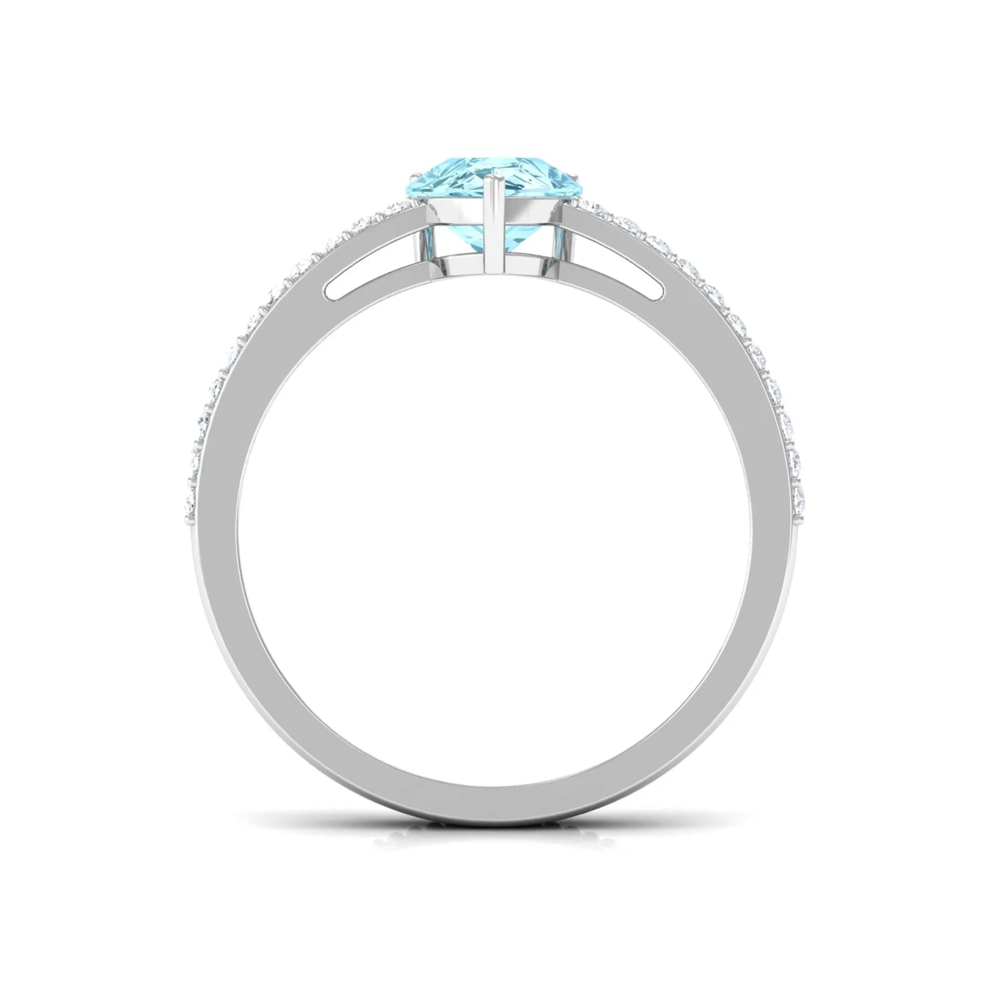 Pear Shape Aquamarine and Diamond Solitaire Ring with Twisted Rope Details