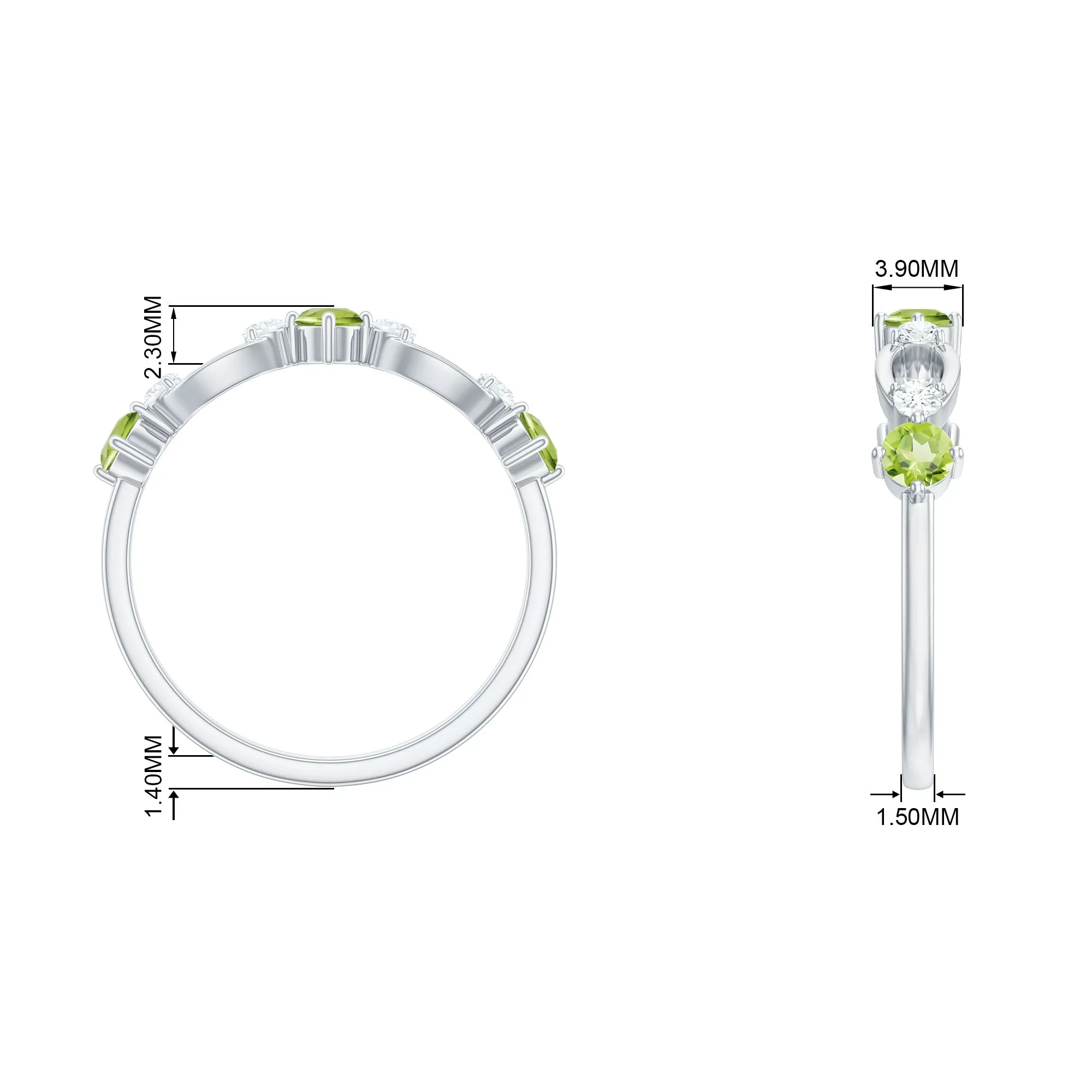 Peridot and Diamond Minimal Promise Ring