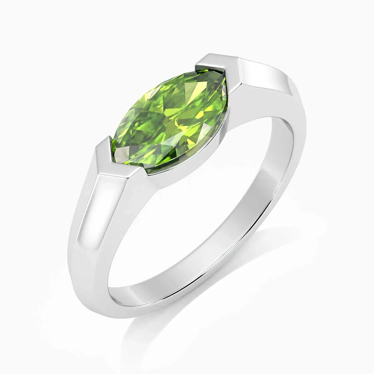 Peridot Gemstone Ring | Marquise Cut in Silver | Irosk Australia ®