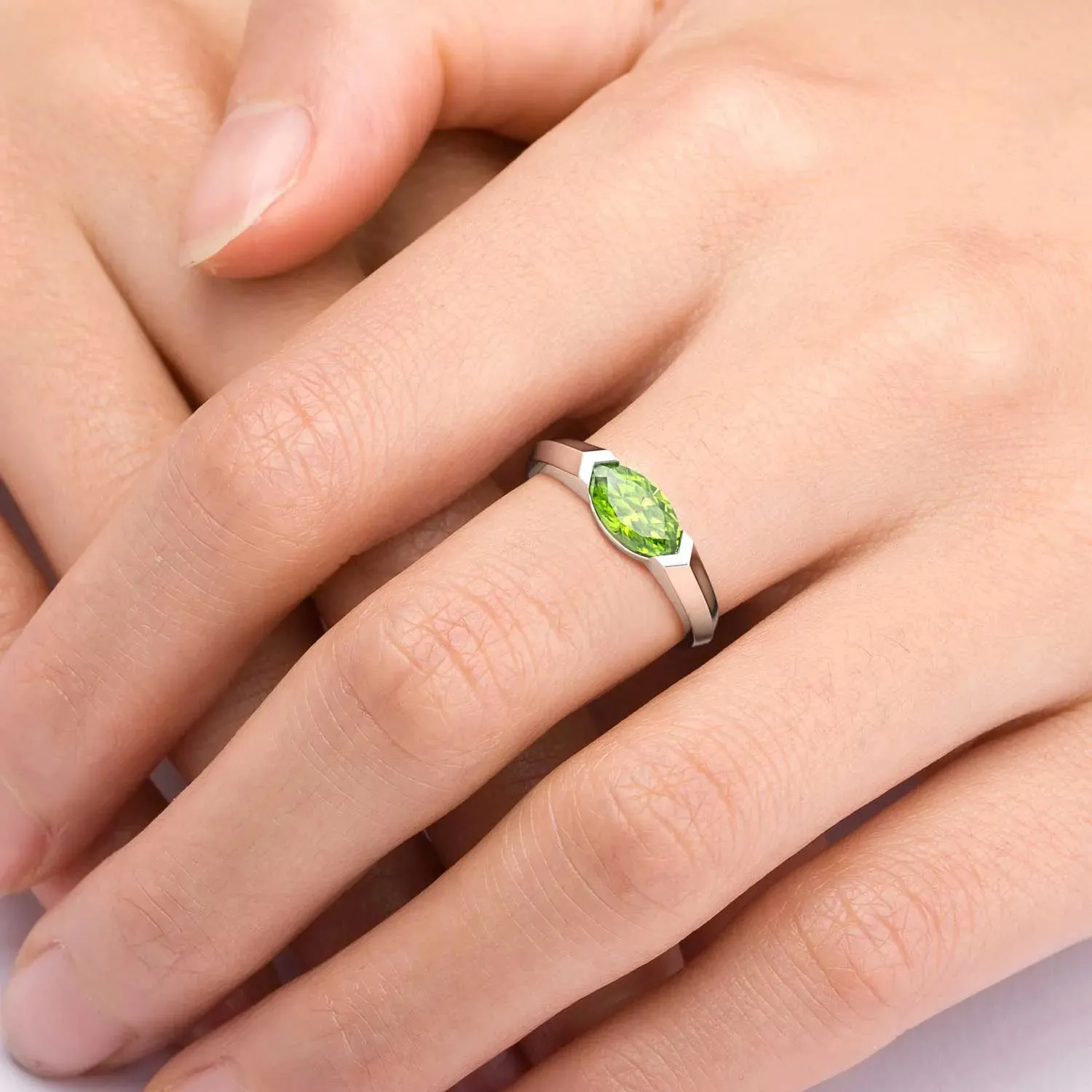 Peridot Gemstone Ring | Marquise Cut in Silver | Irosk Australia ®
