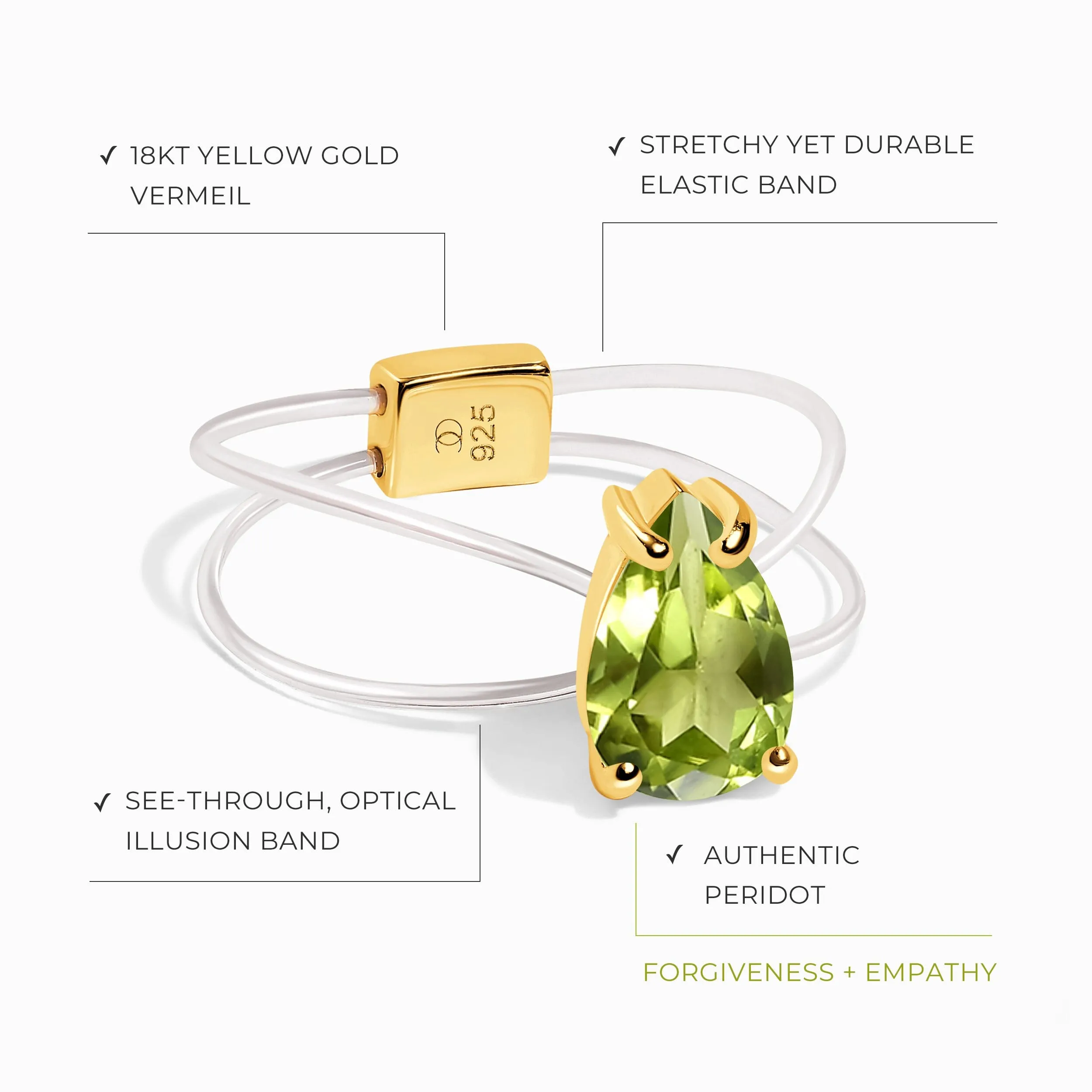 Peridot Ring Floating Sway - August Birthstone