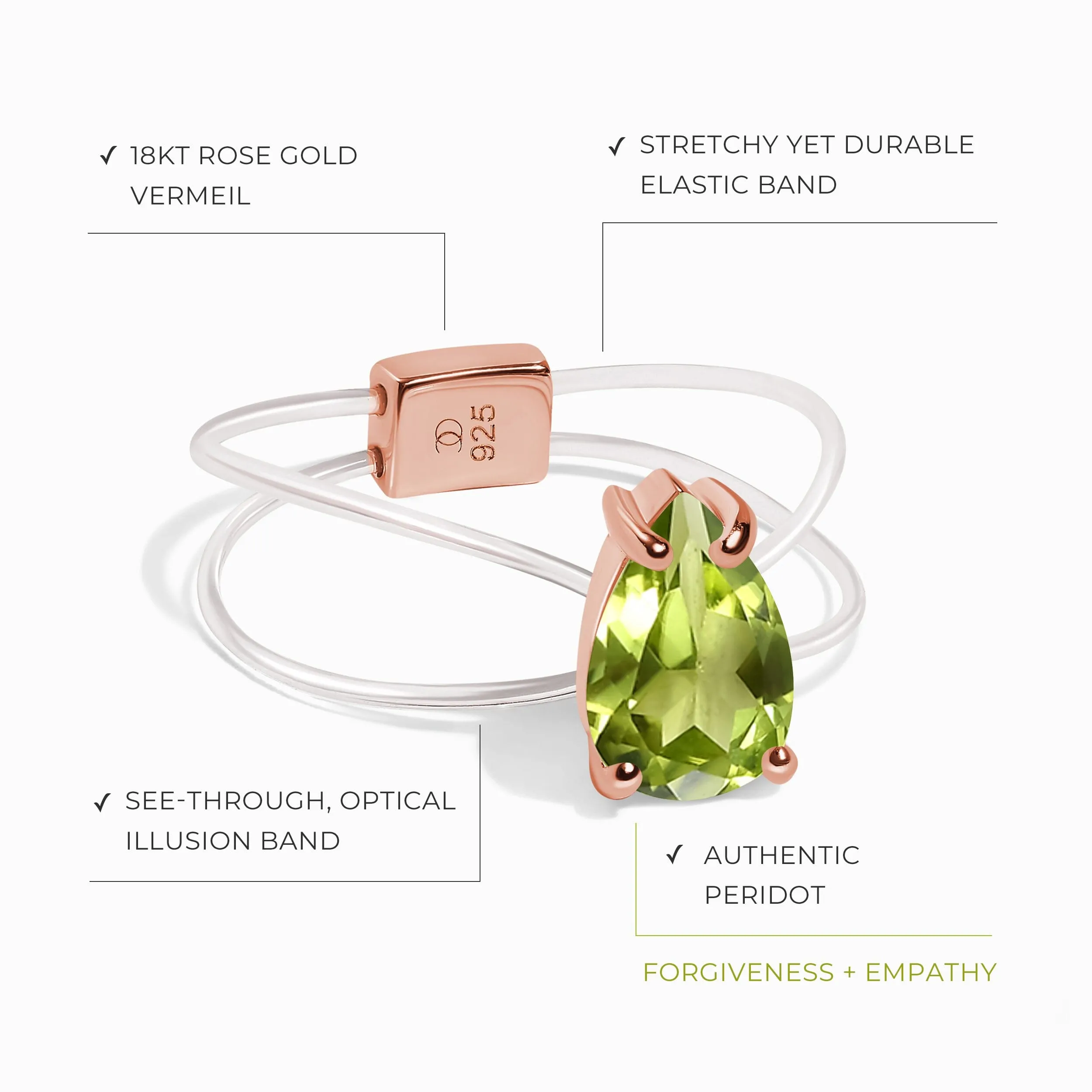 Peridot Ring Floating Sway - August Birthstone