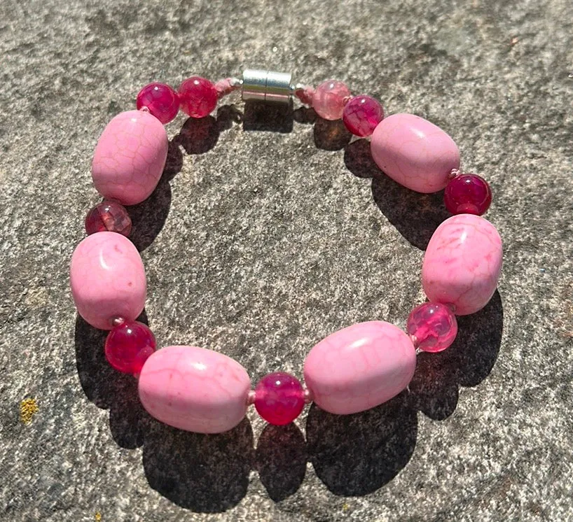 Pink opal magnetic bracelet