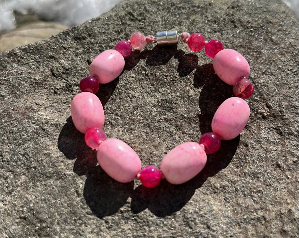 Pink opal magnetic bracelet