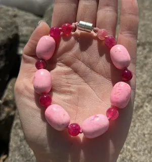 Pink opal magnetic bracelet