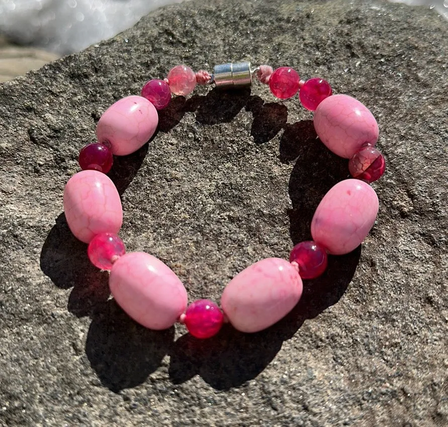 Pink opal magnetic bracelet