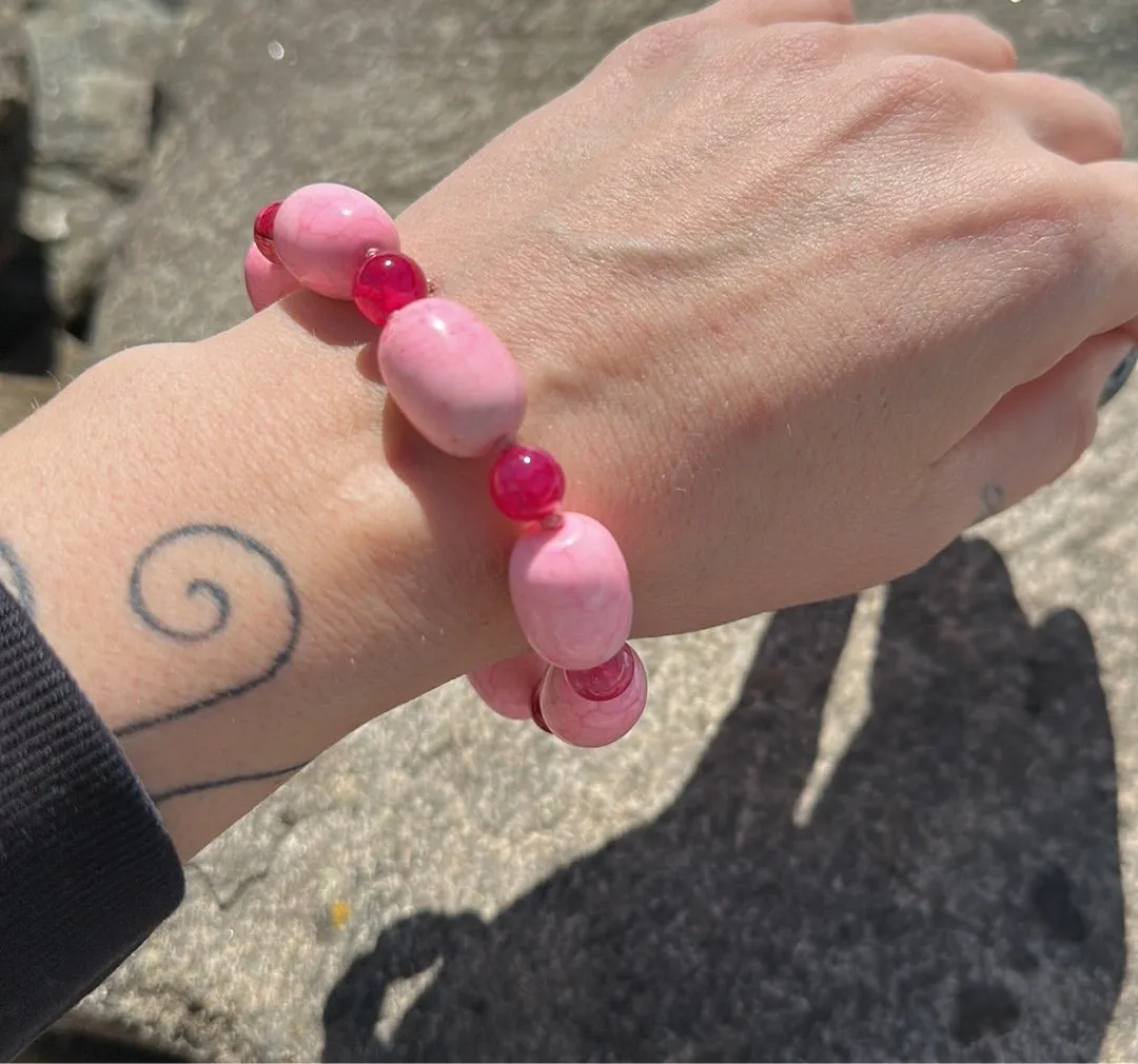 Pink opal magnetic bracelet