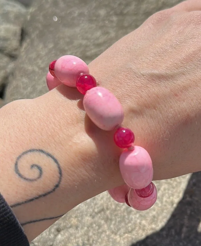 Pink opal magnetic bracelet