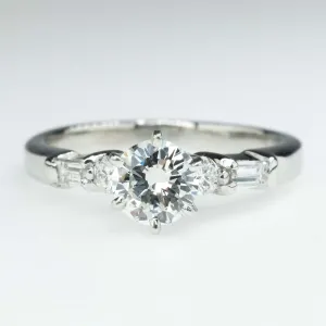 Platinum 0.90ctw Round Diamond with Side Accents Engagement Ring Size 6