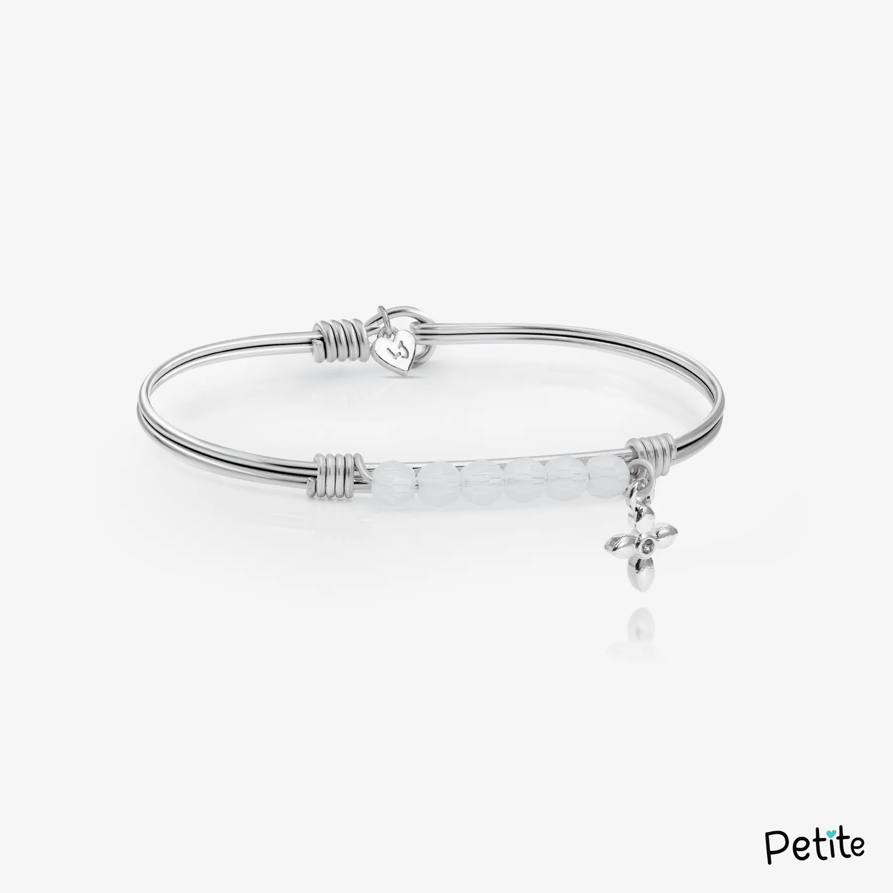 Pretty Little Opal Beaded Bangle Bracelet W/ Cross Charm