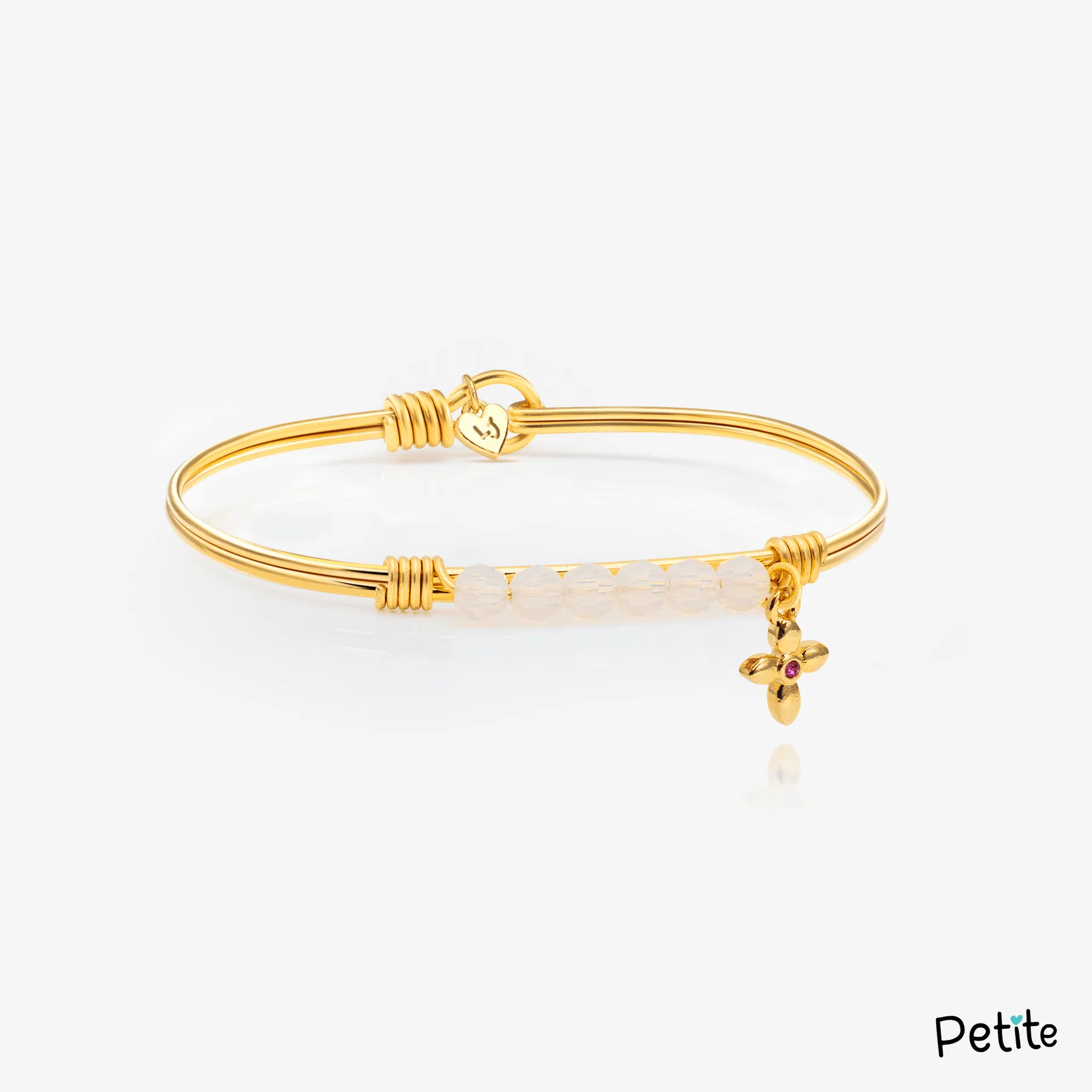 Pretty Little Opal Beaded Bangle Bracelet W/ Cross Charm